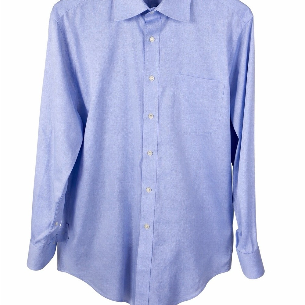 Paul Fredrick Light Blue Dress Shirt Trim Fit Cotton Classic Office Work 16.5 33